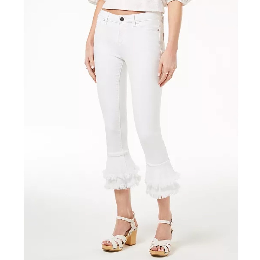 1. State White Tiered Flared Jeans